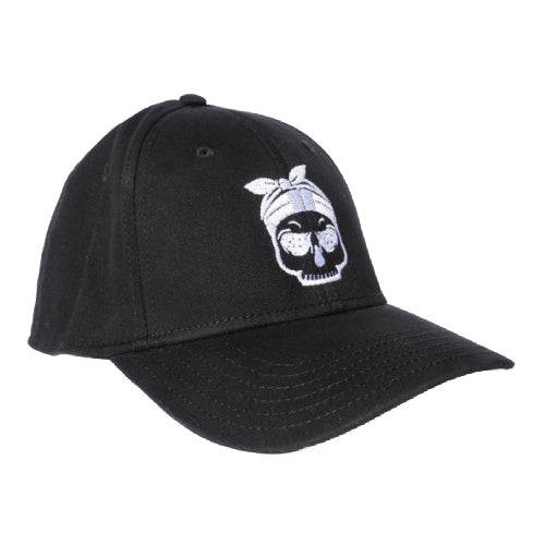 Womens Black Skull PIckleball Baseball Cap front view